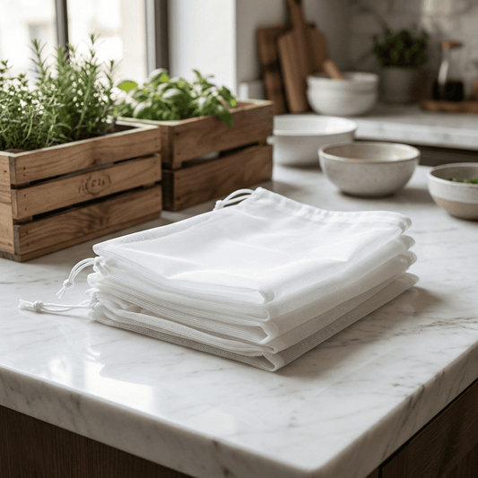 LOT DE 5 SACS FILTRANTS RÉUTILISABLES